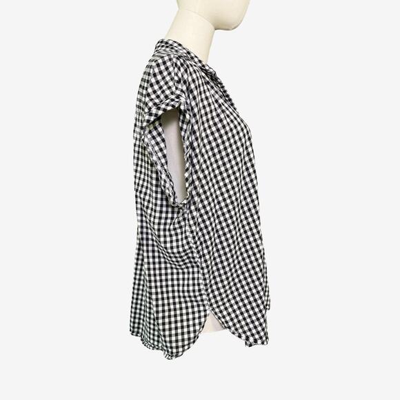 Abercrombie & Fitch Black White Gingham Short Sleeve Button Down Shirt L - Picture 7 of 9